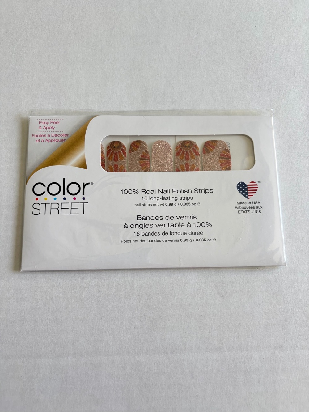 *Retired* Color Street: Talk Turkey | Thanksgiving Gold Metallic Feather Sparkle - Picture 3 of 11